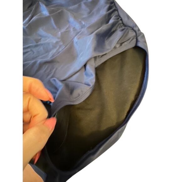 Hilor Ruched Twist Front One Piece Swimsuit Tummy Control Navy Blue Size 16 New - Picture 7 of 8